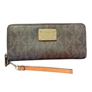 Michael Kors signature logo zip around Continental wallet